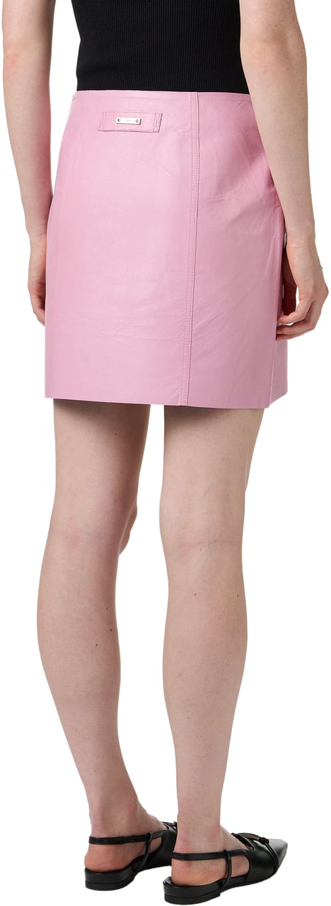 Iceberg Mini fit pink two-tone nappa leather skirt Roze
