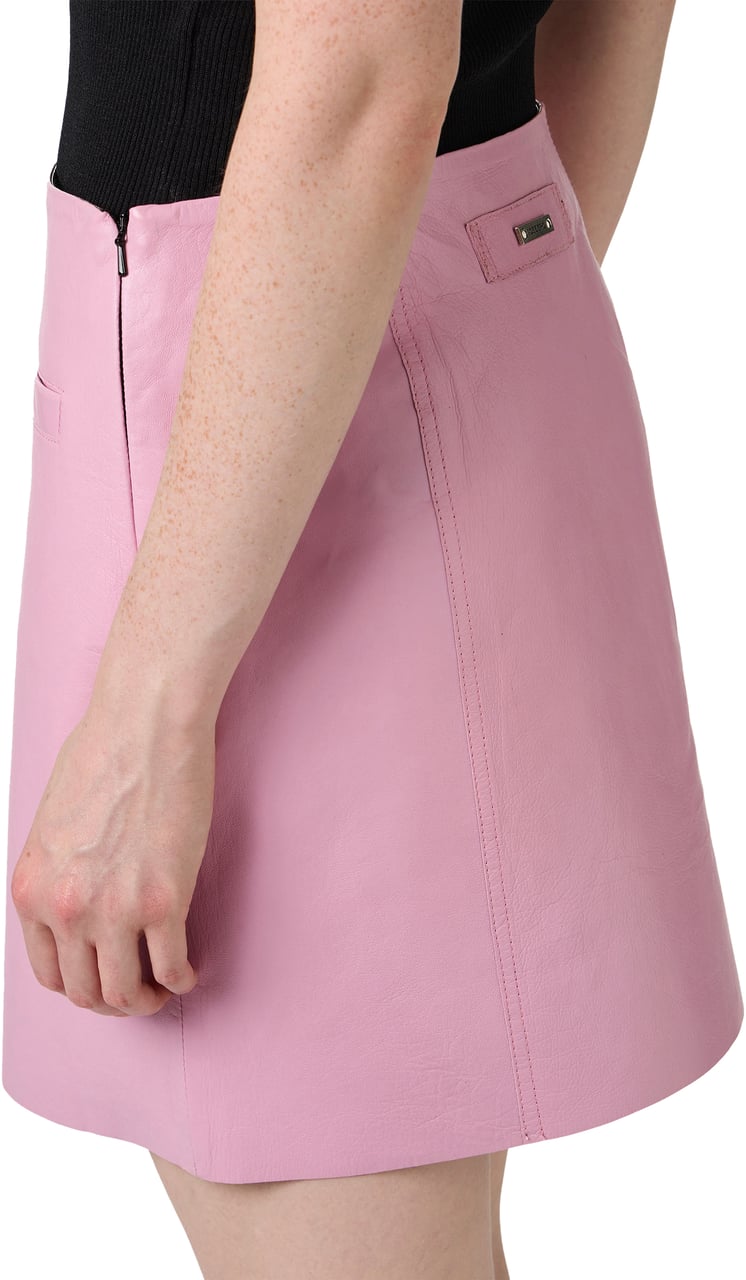 Iceberg Mini fit pink two-tone nappa leather skirt Roze
