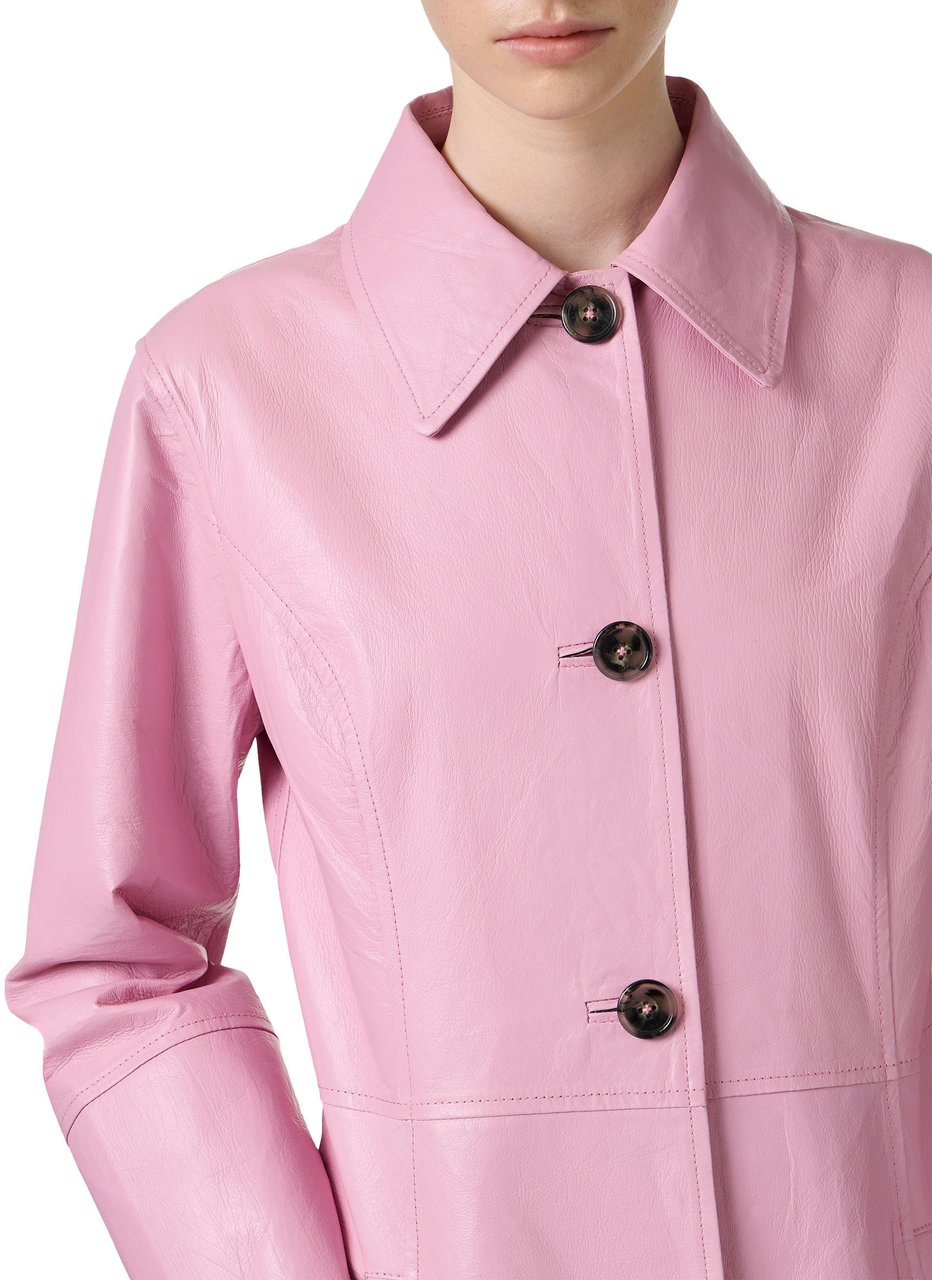 Iceberg Pink two-tone nappa leather coat with logo Roze