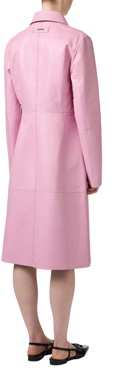 Iceberg Pink two-tone nappa leather coat with logo Roze