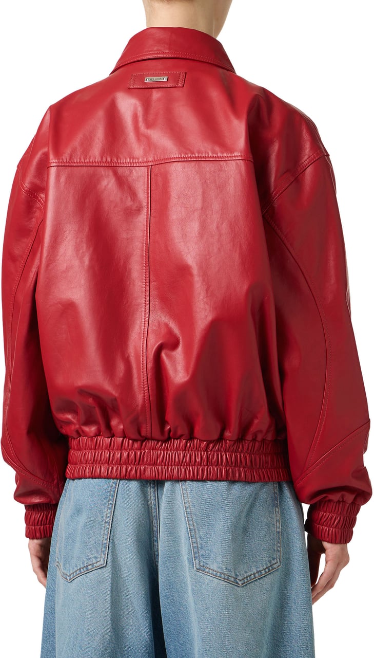 Iceberg Dark red leather bomber short jacket Rood