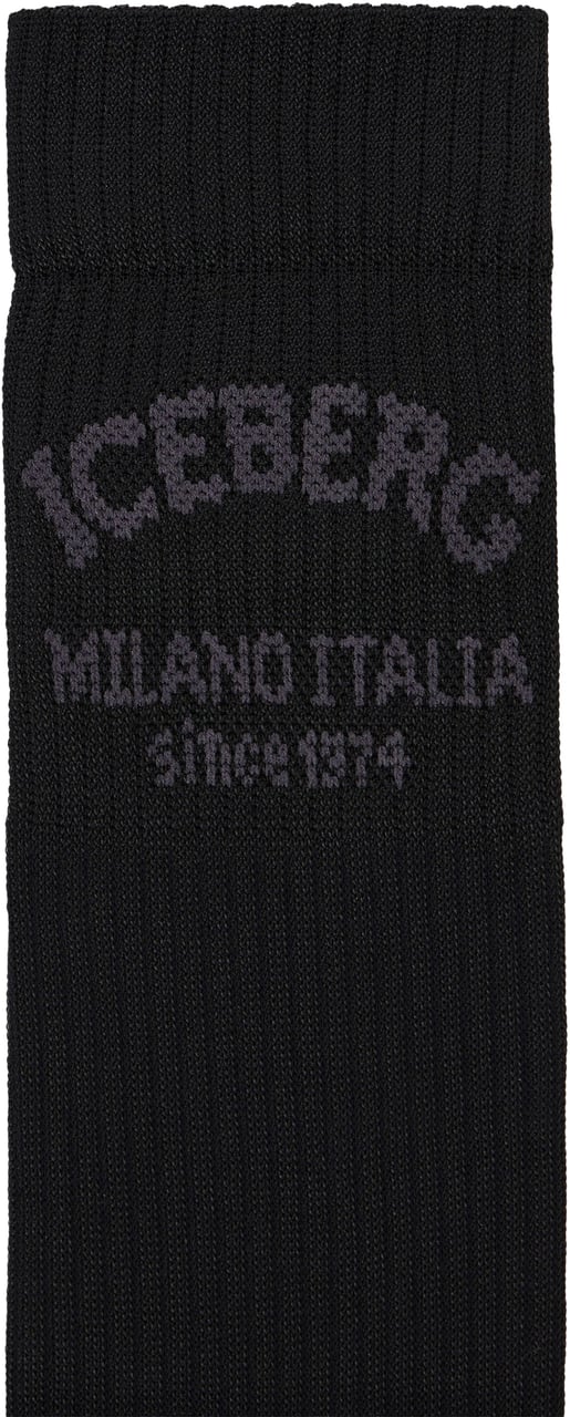 Iceberg Black socks in technical viscose Zwart