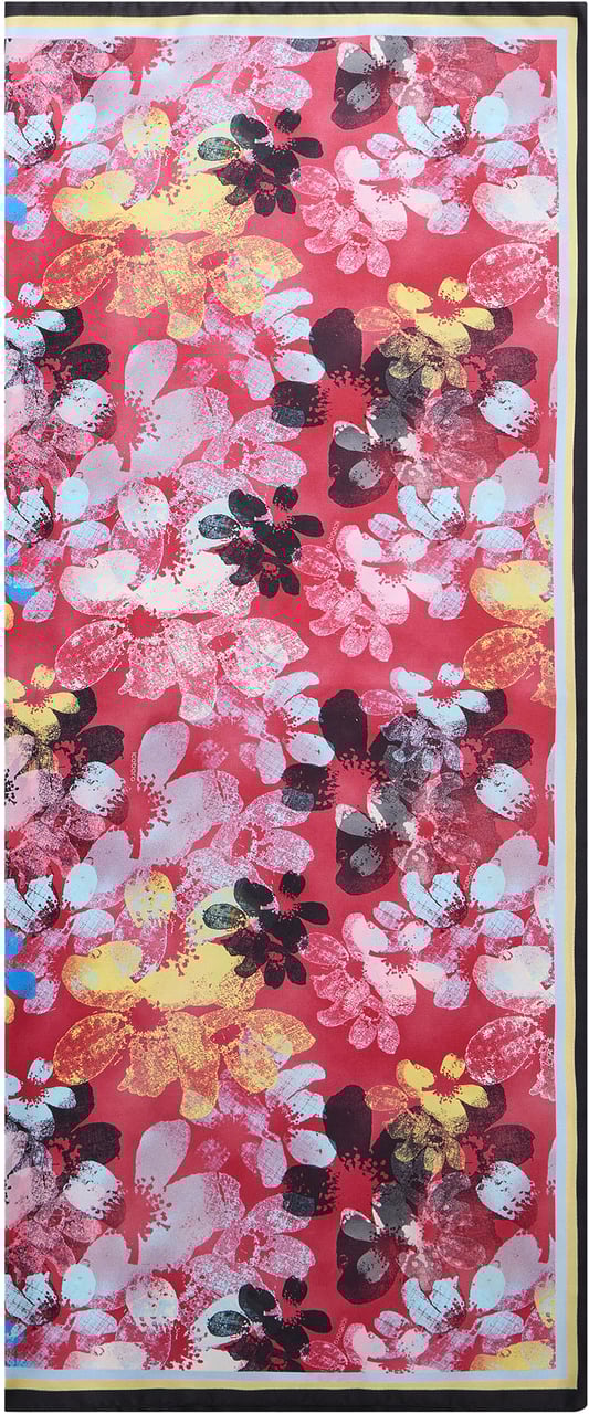 Iceberg Silk scarf with a patterned design on a red background Divers