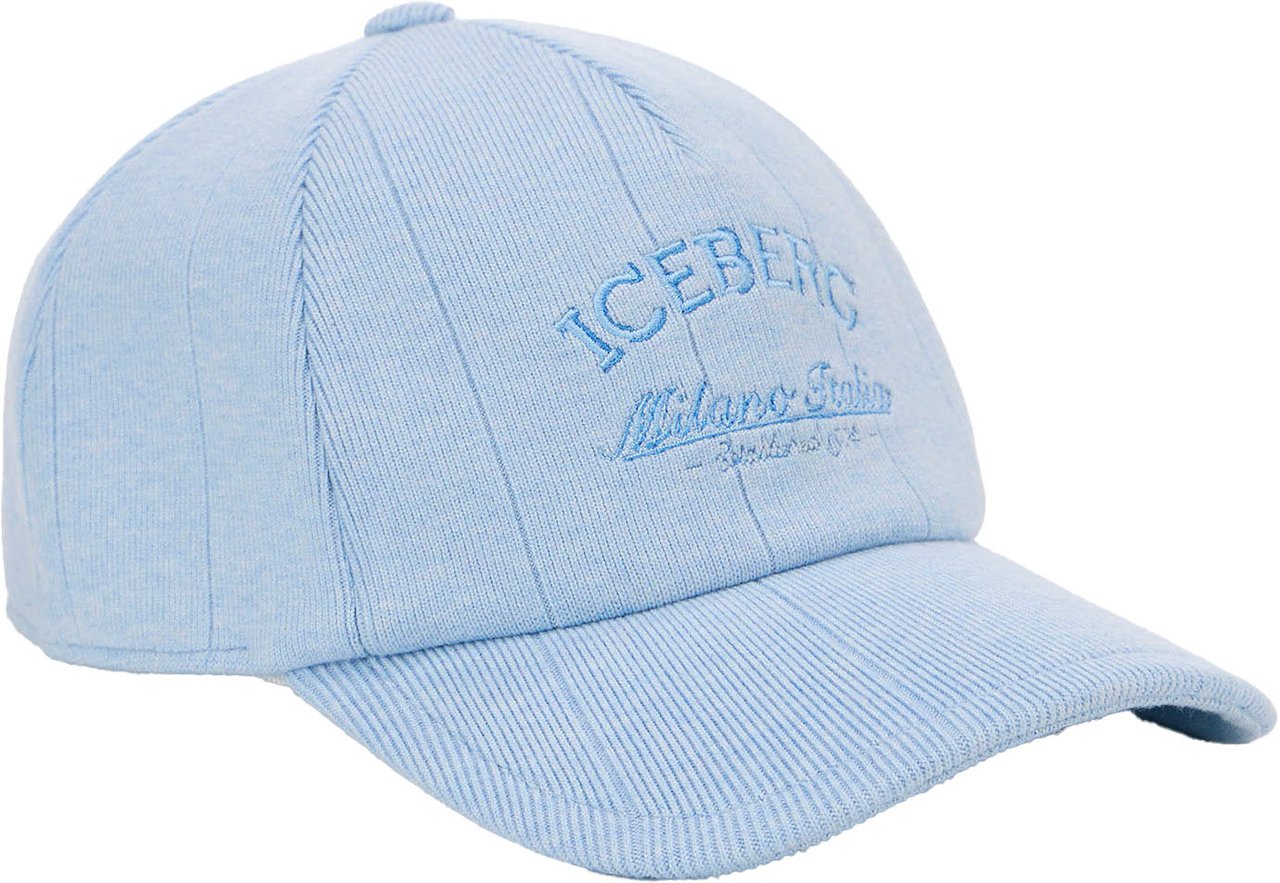 Iceberg Powder blue baseball cap in ribbed knit Blauw