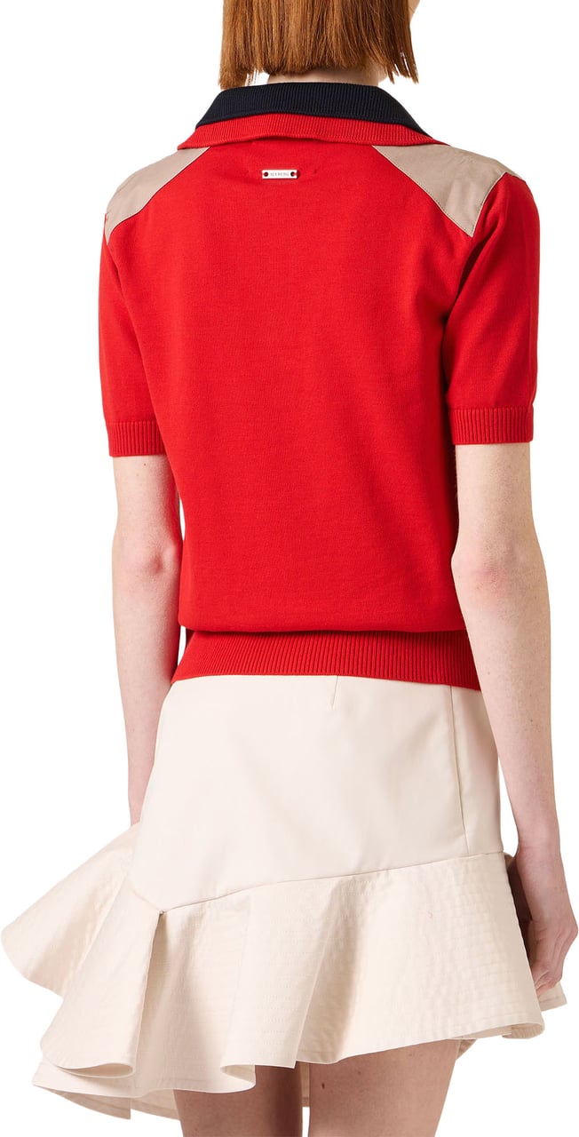 Iceberg Slim fit red short-sleeved polo sweater in a plain knit Rood