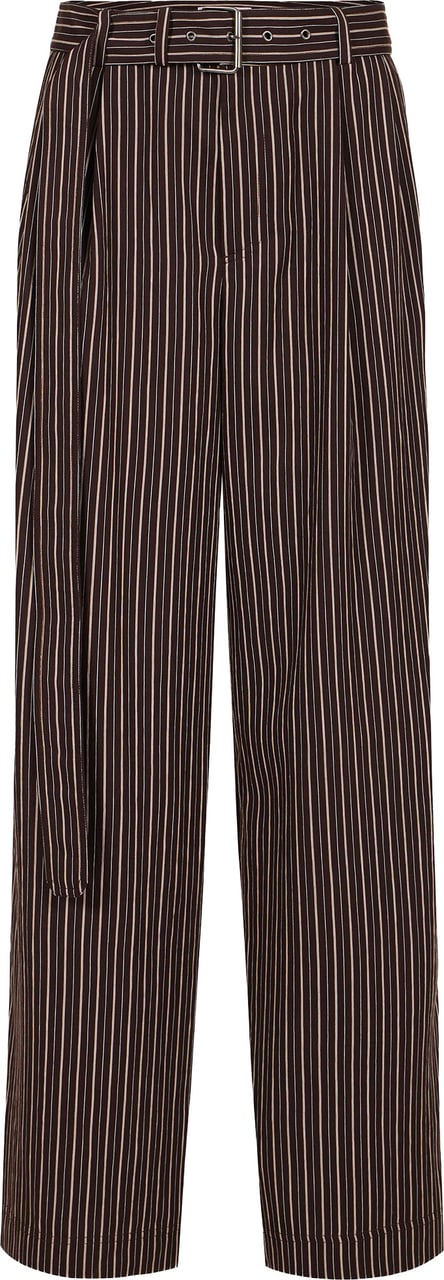 Iceberg Comfort fit brown and white pinstriped viscose pants Zwart