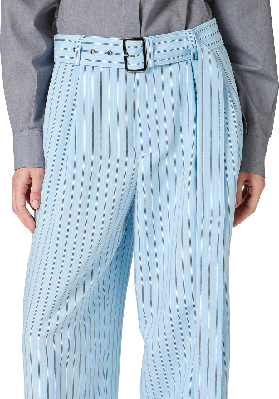 Iceberg Comfort fit light blue and white pinstriped viscose pants Blauw
