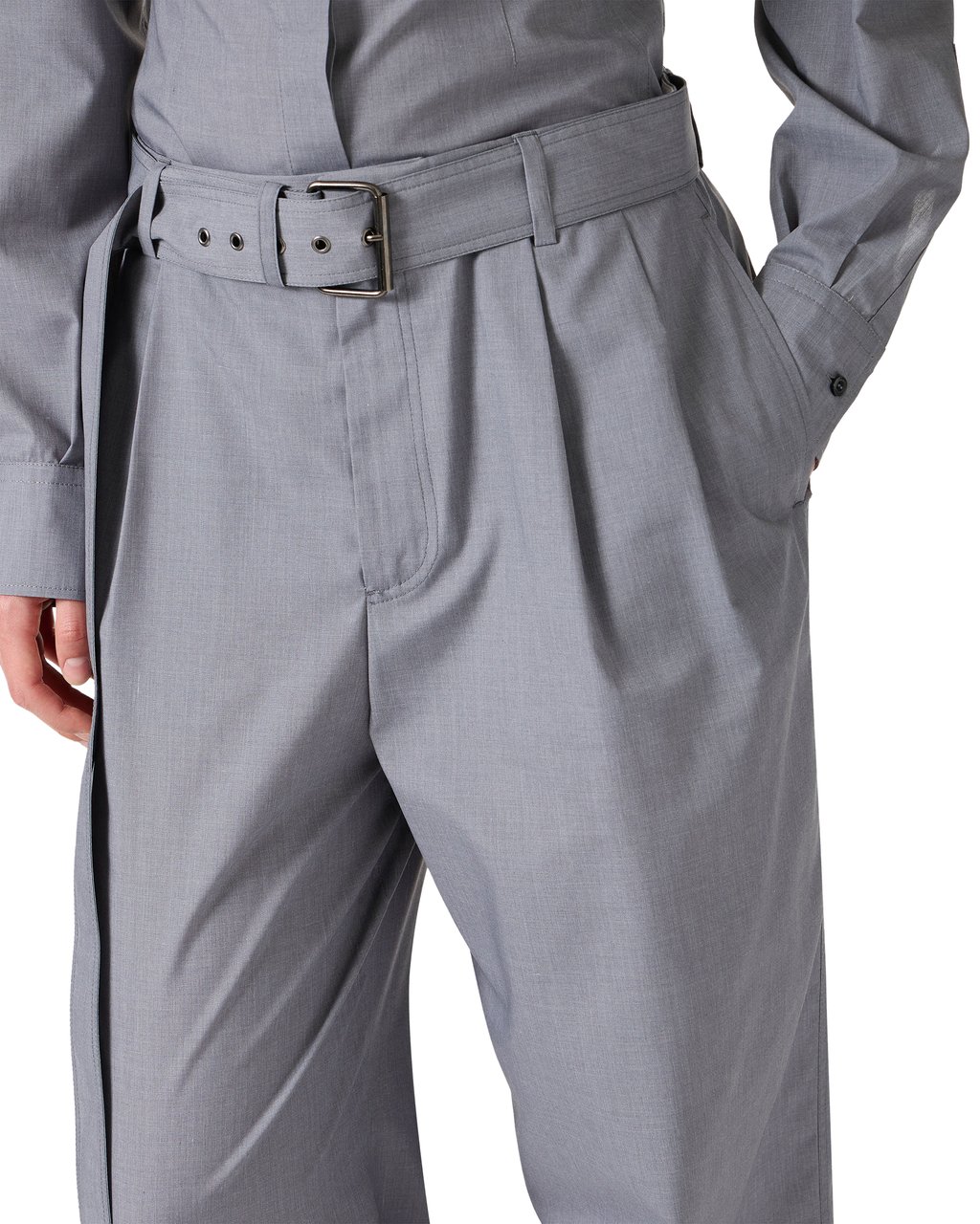 Iceberg Gray straight-legged pants in technical poplin Grijs