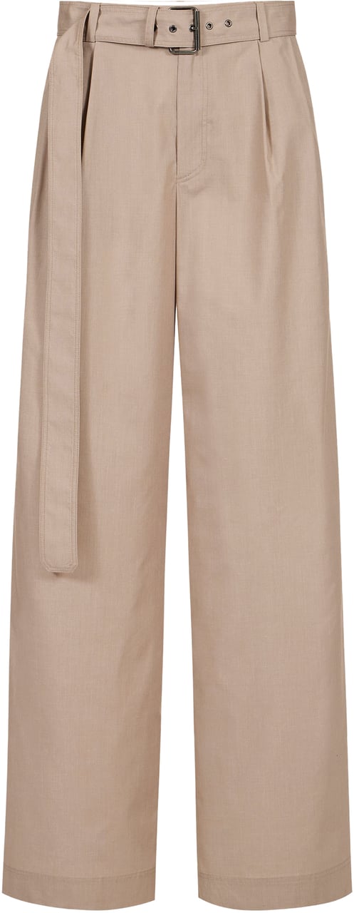 Iceberg Sand-colored straight-legged pants in technical poplin Wit