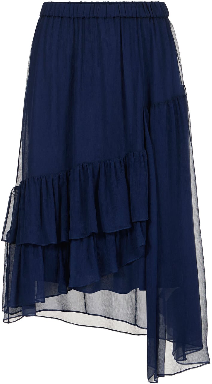 Iceberg Soft blue asymmetrical skirt in silk crepe with a regular waist Blauw