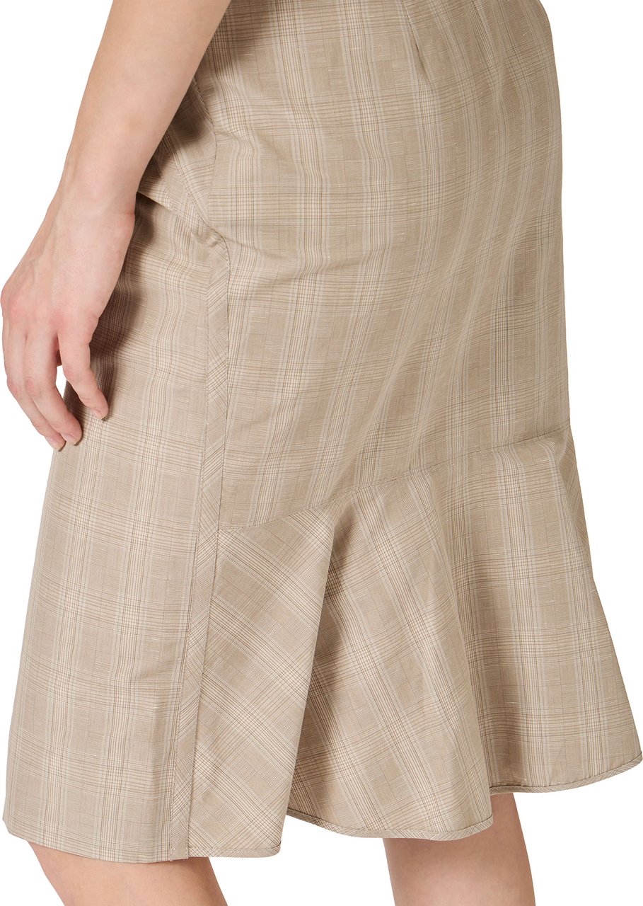 Iceberg Regular fit beige check sheath skirt in cotton and linen Divers