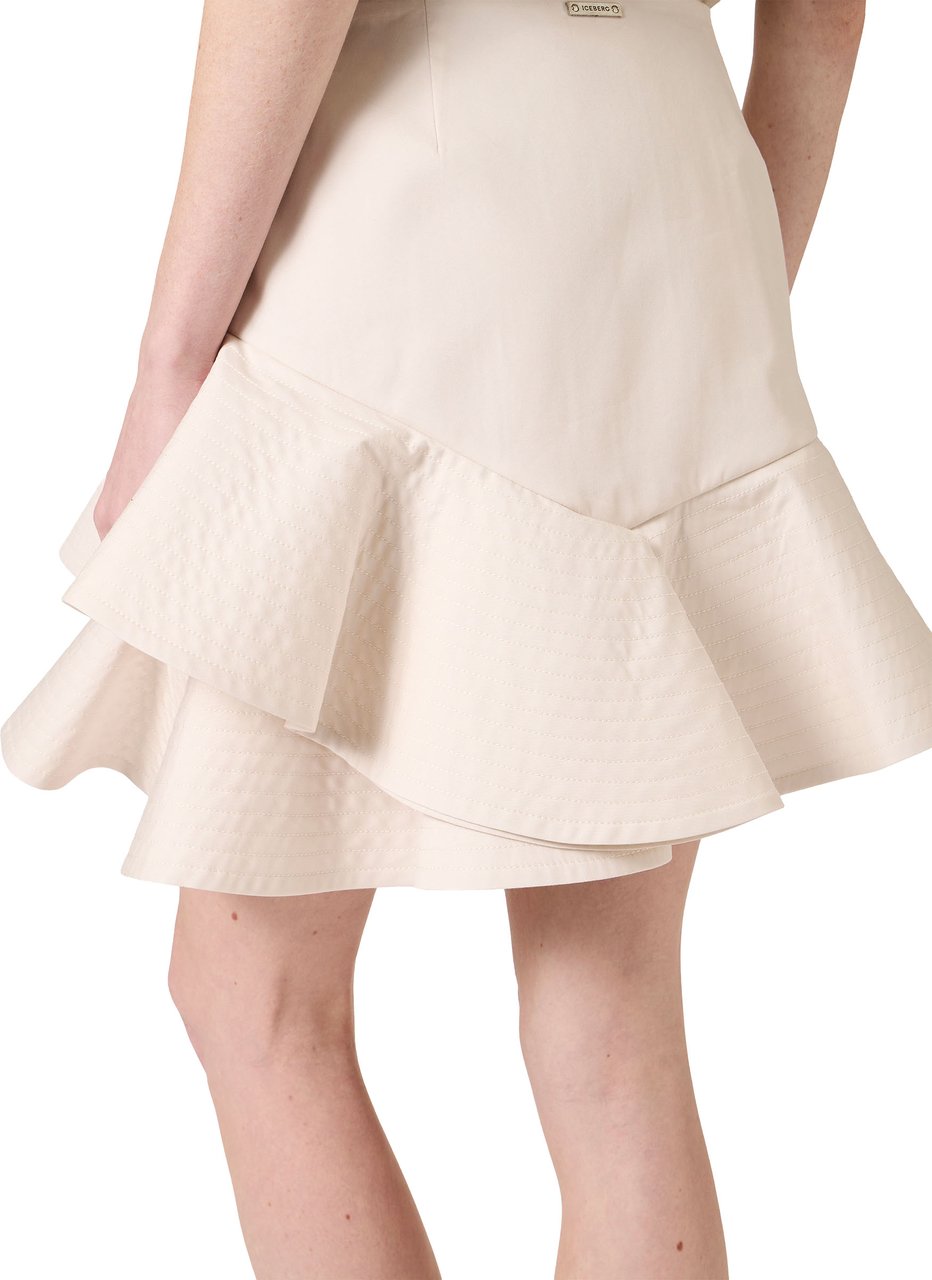 Iceberg New shape short ecru skirt in technical cotton poplin Wit