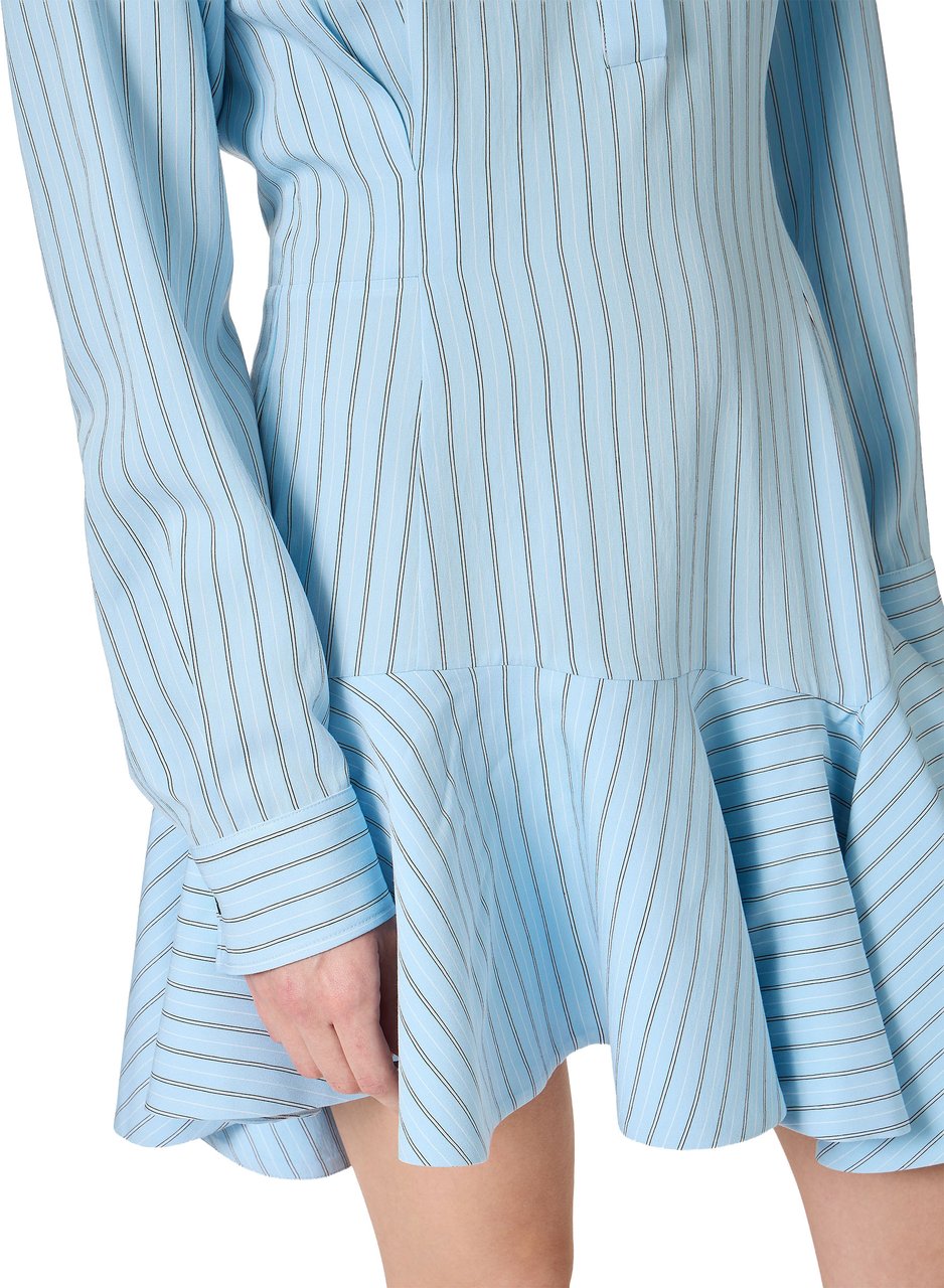 Iceberg Light blue and white pinstripe long-sleeved viscose dress Blauw