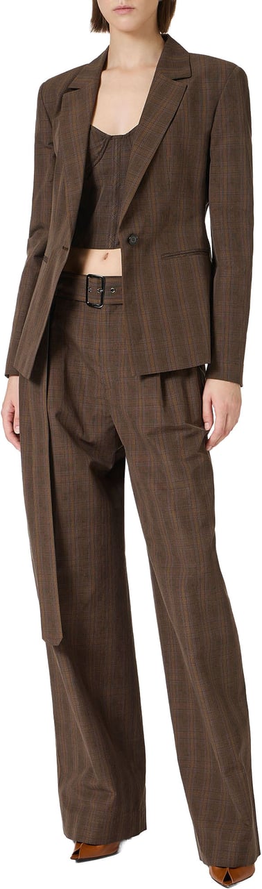 Iceberg Single-breasted brown check jacket in cotton and linen Divers