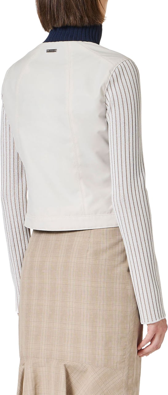 Iceberg Sand-colored cropped slim fit nylon short jacket with ribbed sleeves Divers