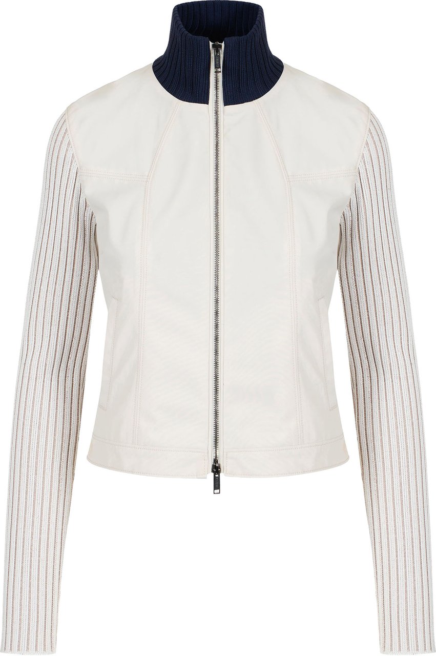 Iceberg Sand-colored cropped slim fit nylon short jacket with ribbed sleeves Divers
