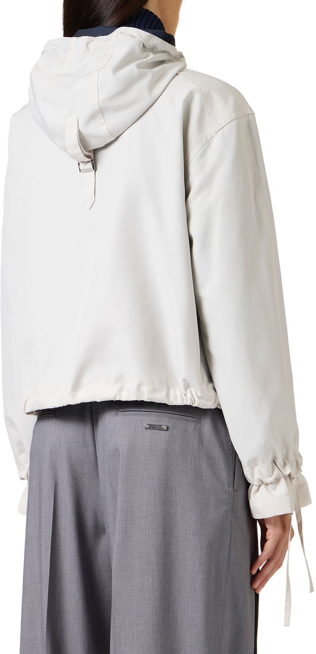 Iceberg Sand-colored, relaxed fit nylon short jacket with hood Wit