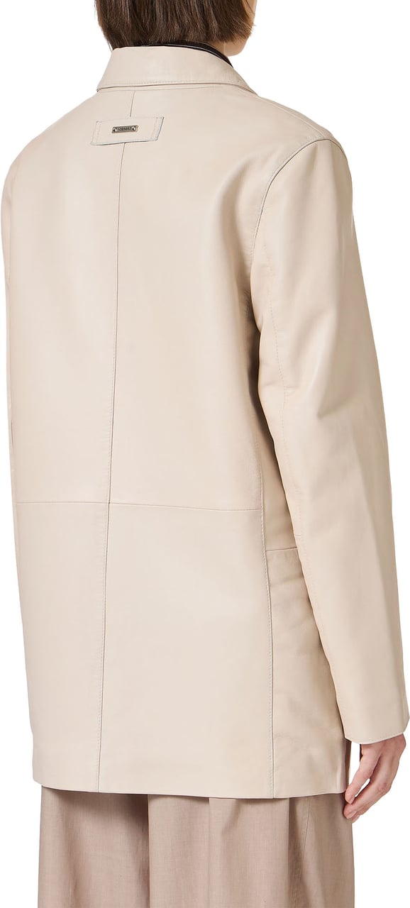 Iceberg Comfort fit single-breasted ecru jacket in vintage leather Wit