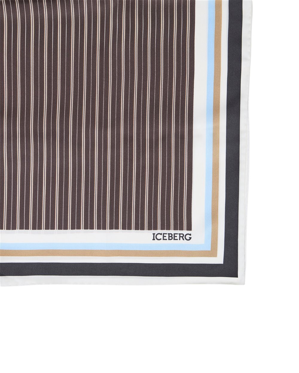 Iceberg Brown and white striped silk scarf Zwart