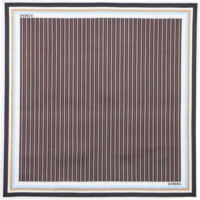 Iceberg Brown and white striped silk scarf Zwart