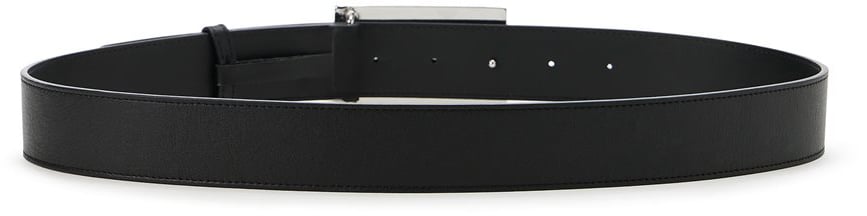 Iceberg Black, smooth leather belt with laminated logoed buckle Zwart