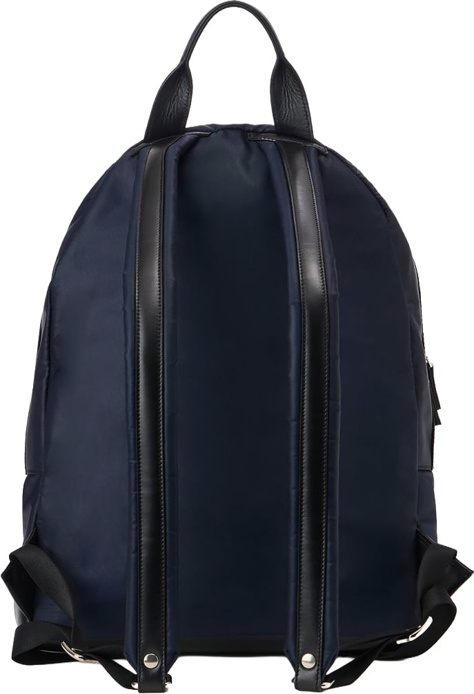 Iceberg Blue and black nylon backpack with leather gusset and logoed plaque Divers