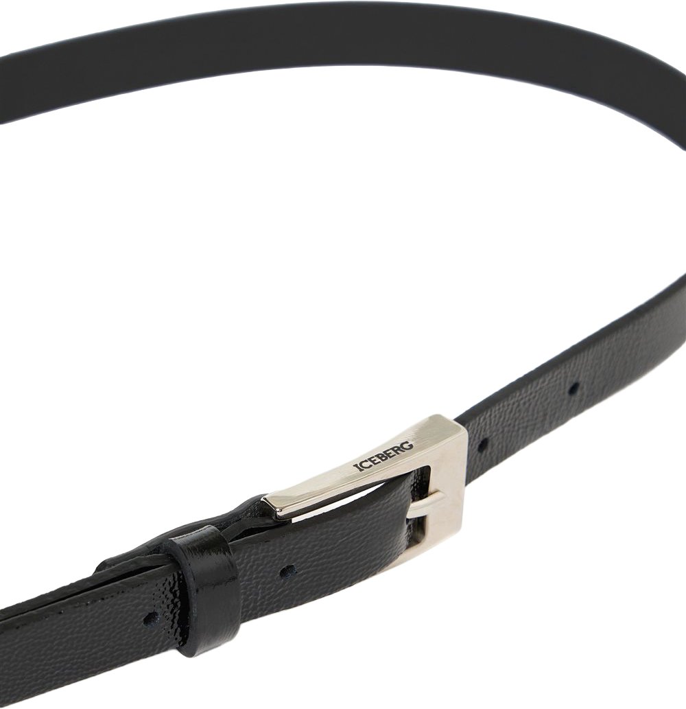 Iceberg Slim black belt in shiny Nappa leather with metal buckle Zwart