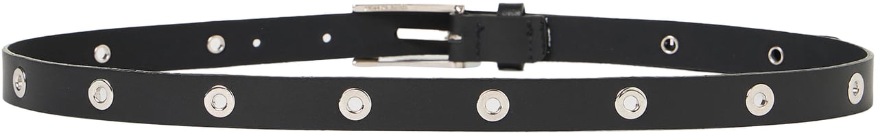 Iceberg Slim black leather belt with metal eyelets Zwart