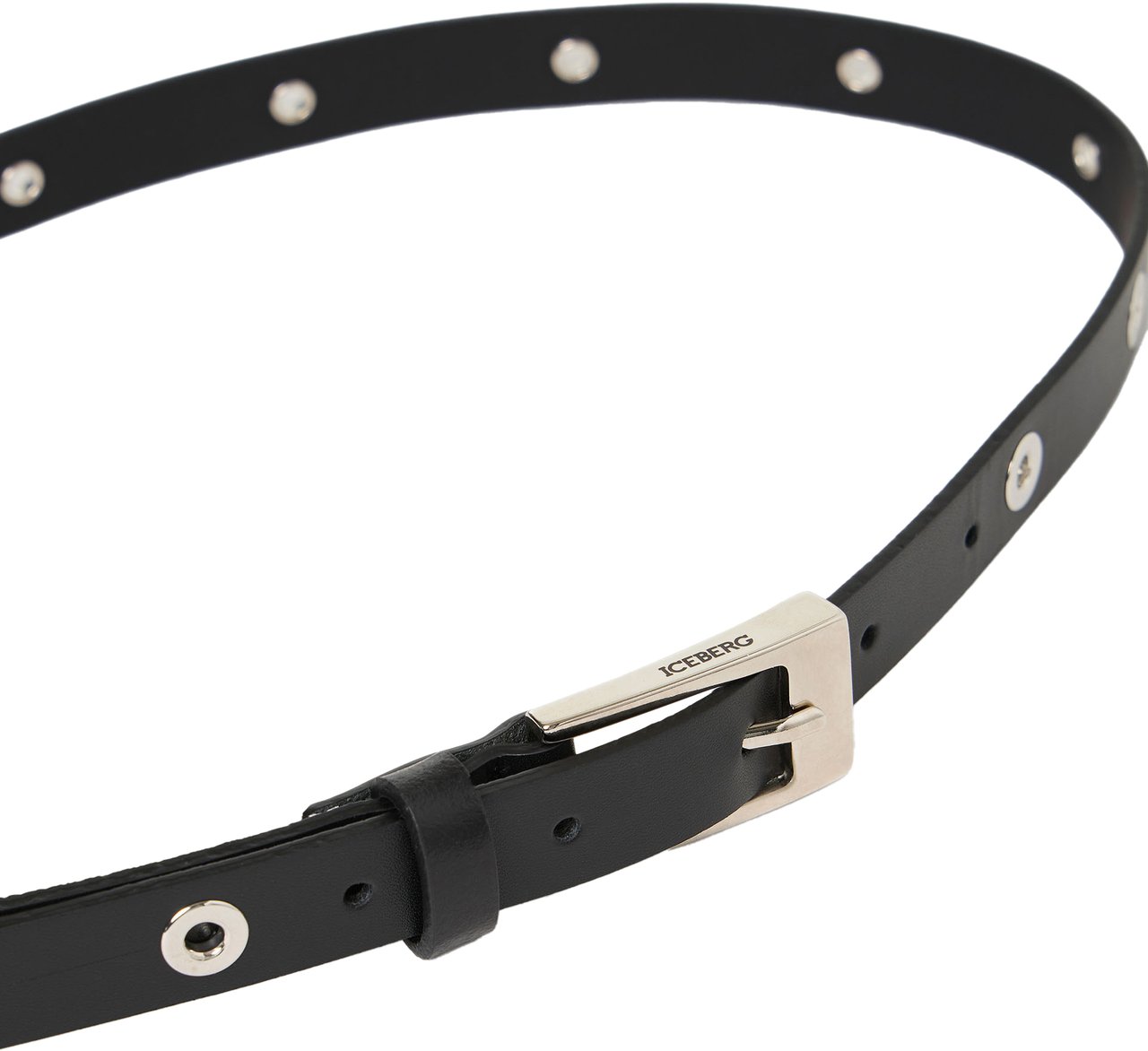 Iceberg Slim black leather belt with metal eyelets Zwart