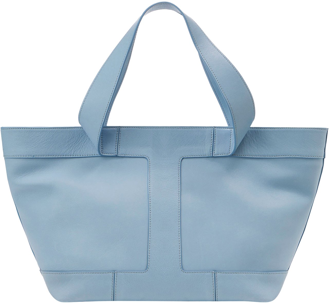 Iceberg Large shopper in powder blue velvet leather with stitched logo Blauw