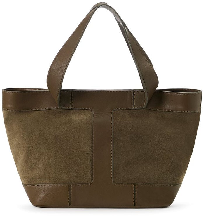 Iceberg Large khaki suede shopper with contrasting logo Groen