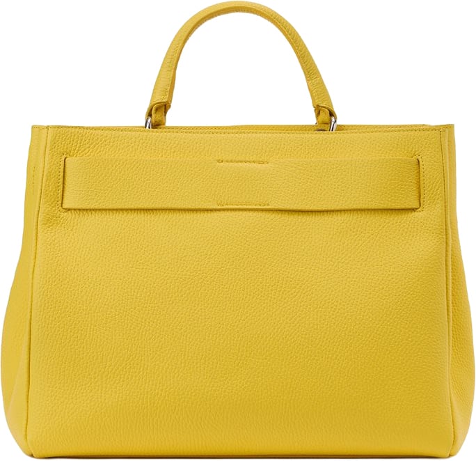 Iceberg Yellow maxi shopper in calfskin leather with I buckle Geel