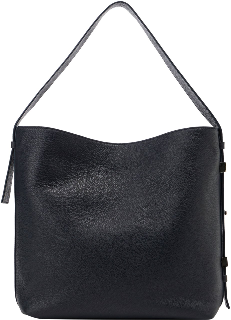 Iceberg Blue calfskin shopper bag with buckle on the handles Blauw