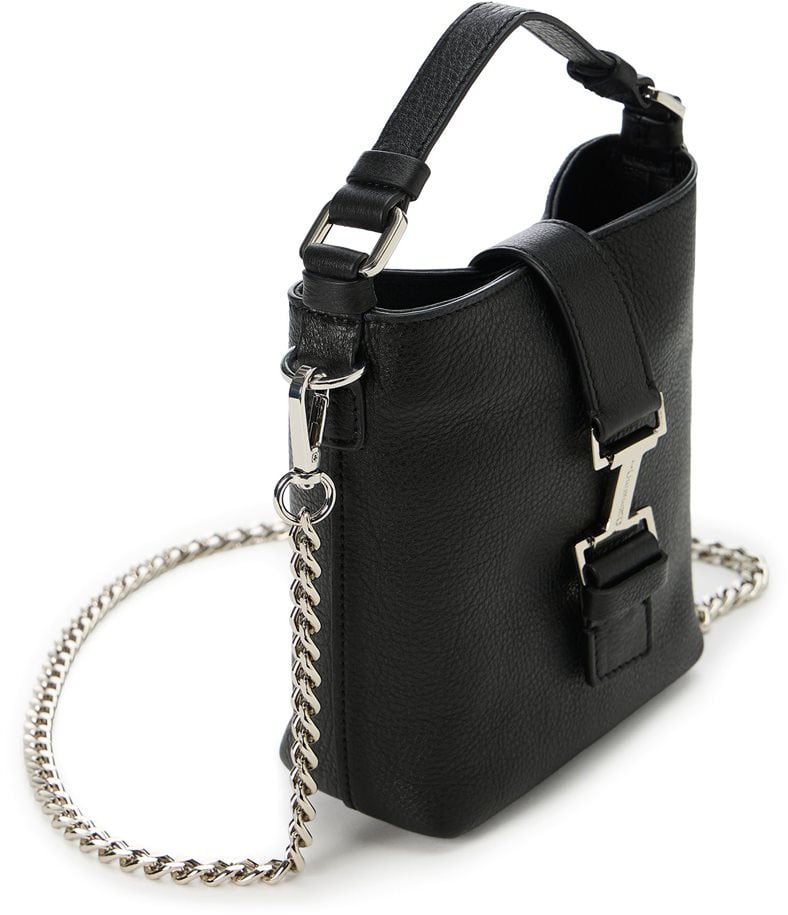 Iceberg Black calfskin shoulder bag with buckle Zwart