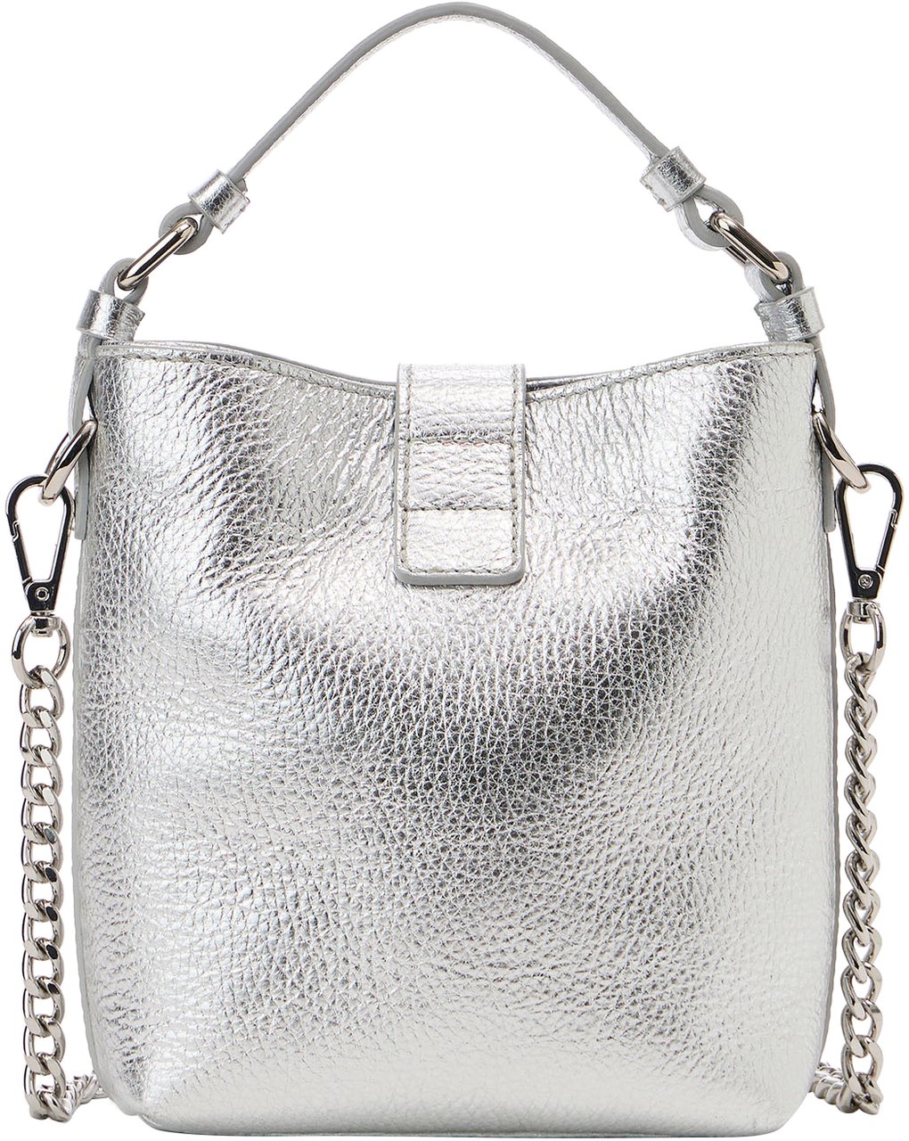 Iceberg Silver calfskin shoulder bag with buckle Zilver