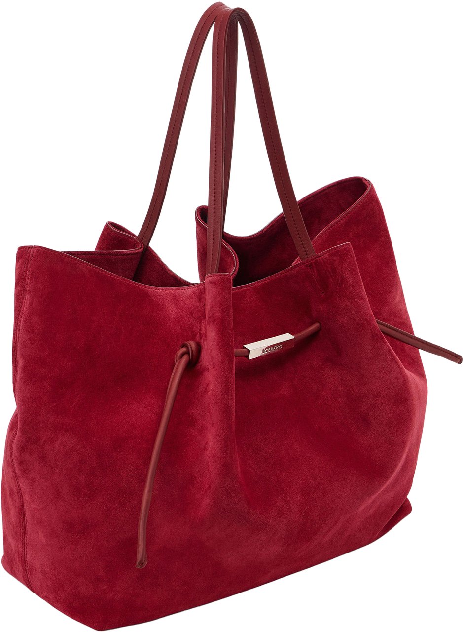 Iceberg Large dark red suede leather bag with branded plaque Rood