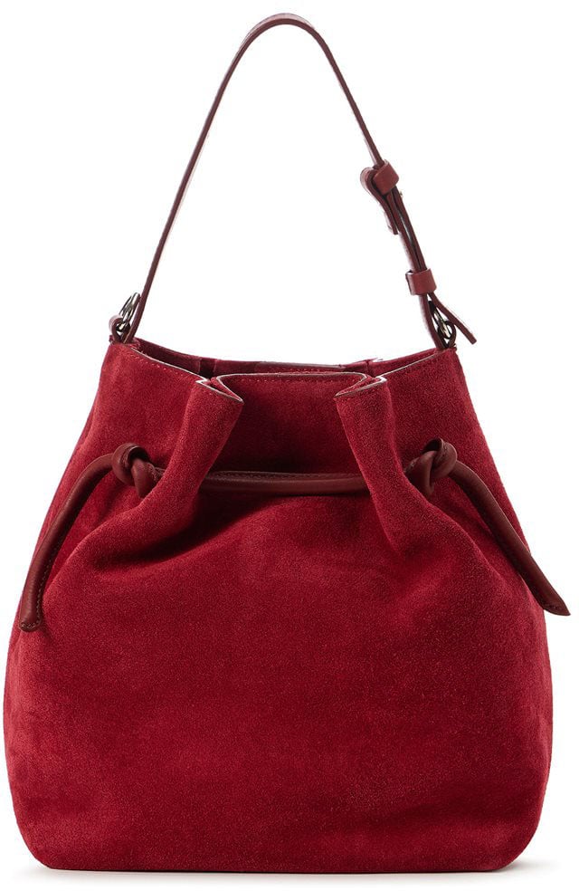 Iceberg Dark red suede leather bucket shoulder bag Rood