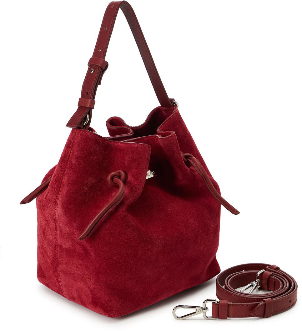 Iceberg Dark red suede leather bucket shoulder bag Rood