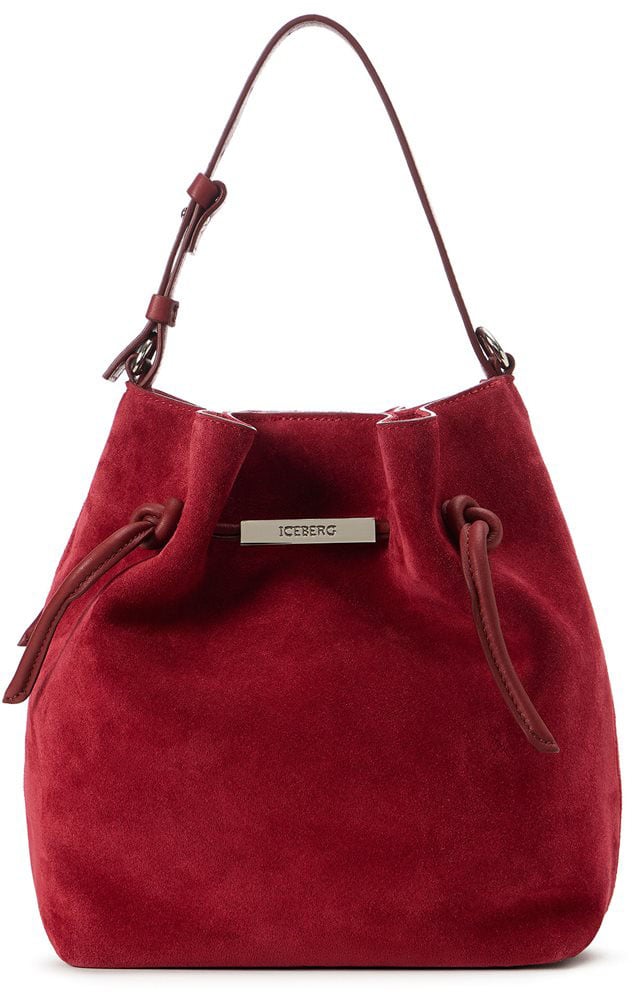 Iceberg Dark red suede leather bucket shoulder bag Rood