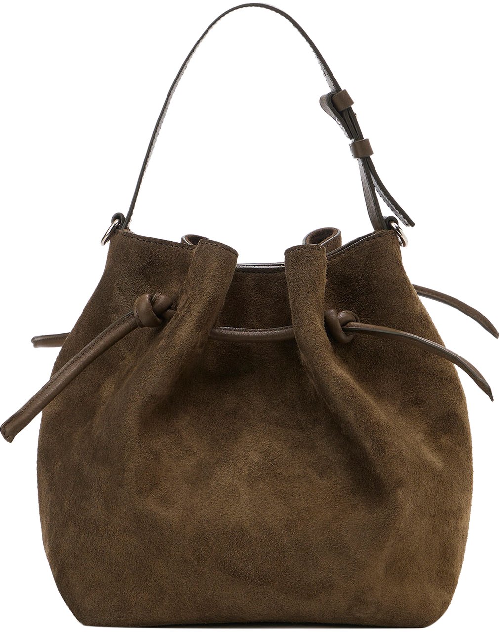 Iceberg Khaki suede leather bucket shoulder bag Groen