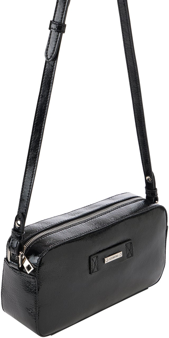 Iceberg Shiny black shoulder bag in naplak leather Zwart