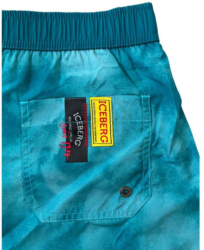 Iceberg Light Blue Polyester Men Swim Short Blauw