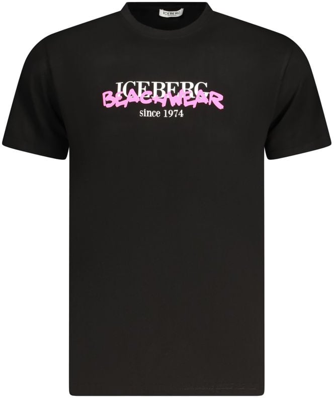 Iceberg Neon Cotton Men T-Shirt Zwart