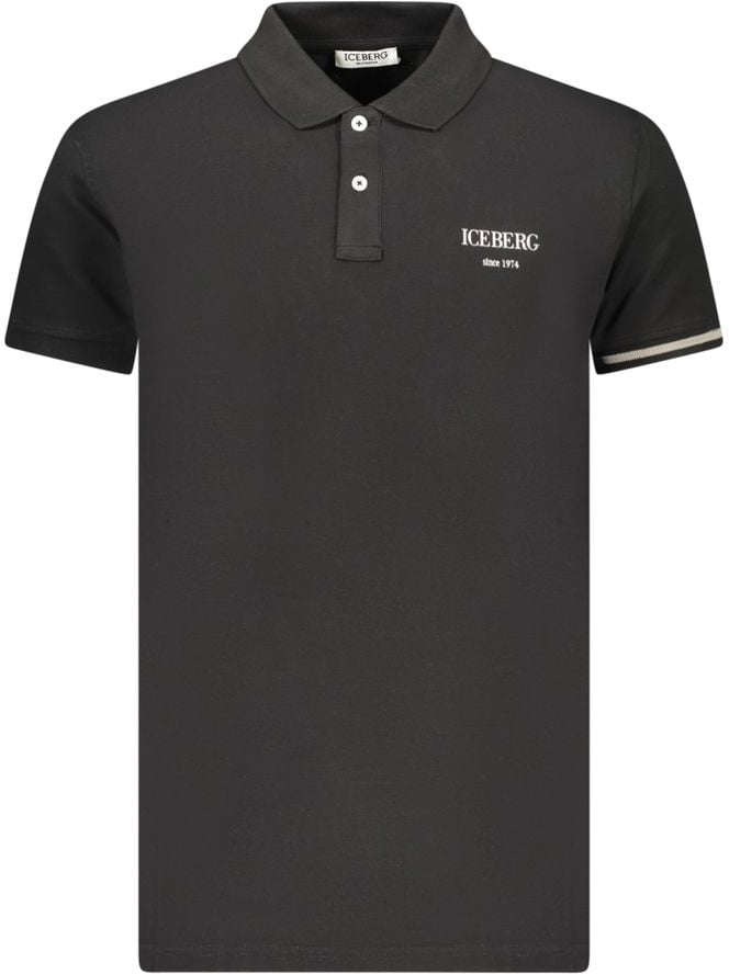 Iceberg Black Cotton Men Polo Shirt Zwart