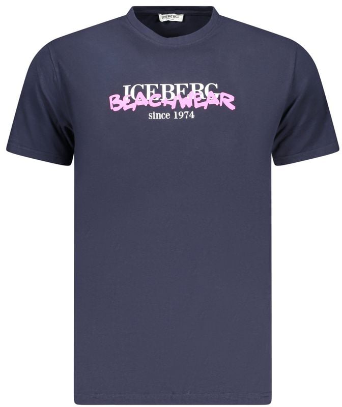 Iceberg Neon Blue Cotton Mens T-Shirt Blauw