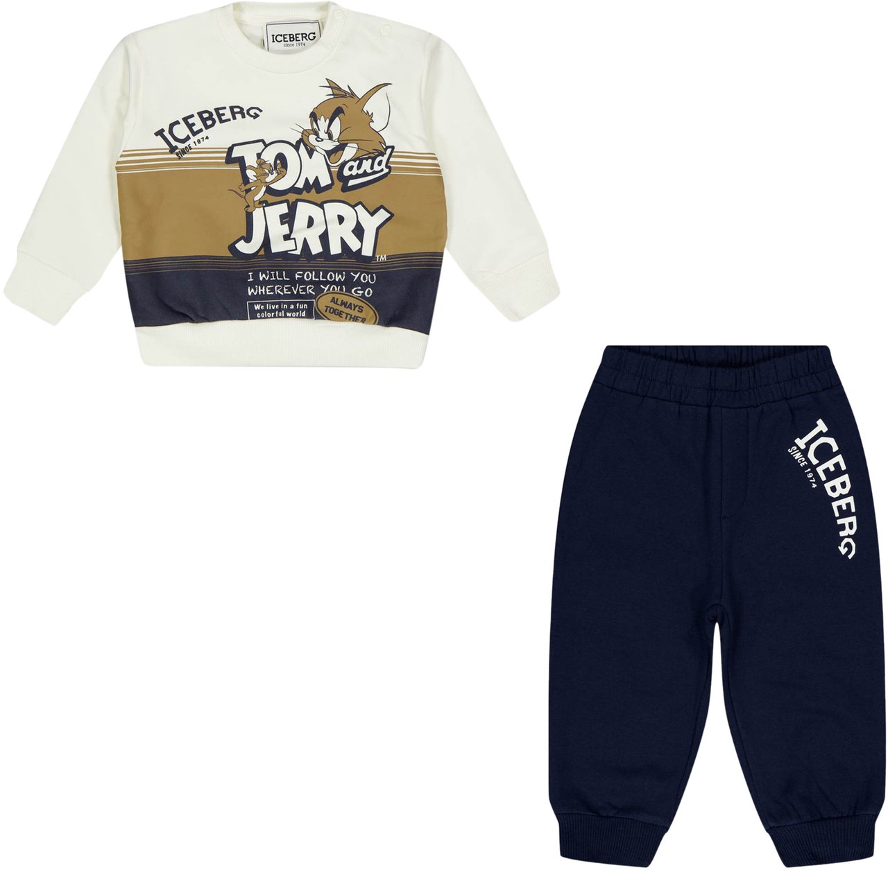 Iceberg Iceberg Baby Jongens Joggingpak In Off White Wit