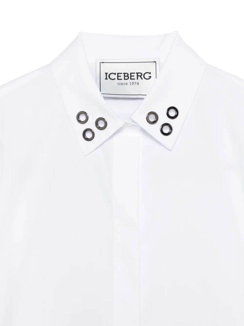 Iceberg Cropped White Eyelet Detail Shirt Wit