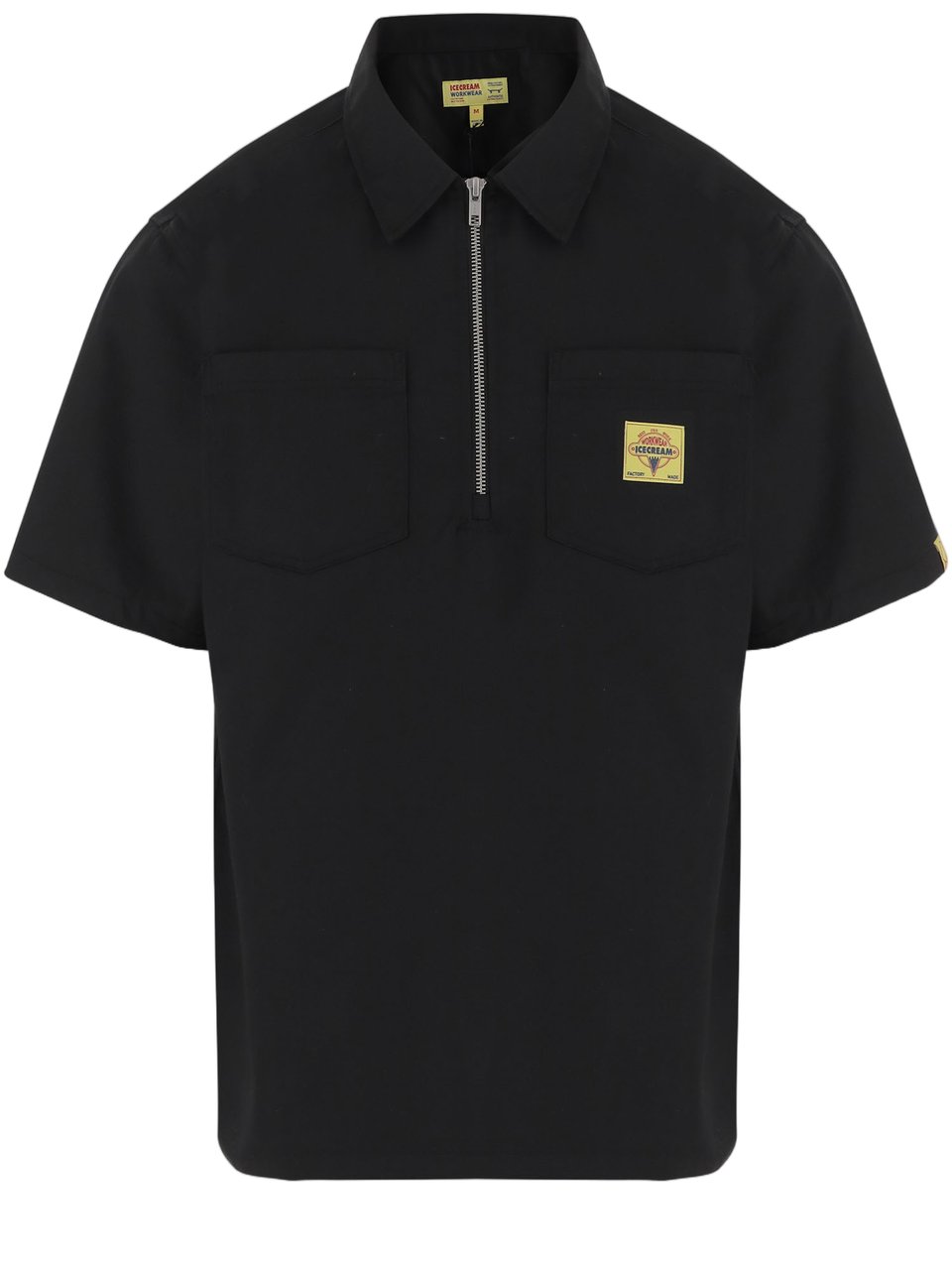 ICECREAM Short-Sleeved Half-Zip Shirt With Patch Pockets And Logo Details Zwart