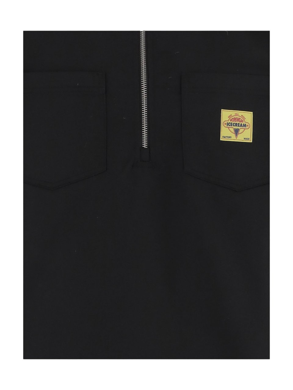 ICECREAM Short-Sleeved Half-Zip Shirt With Patch Pockets And Logo Details Zwart