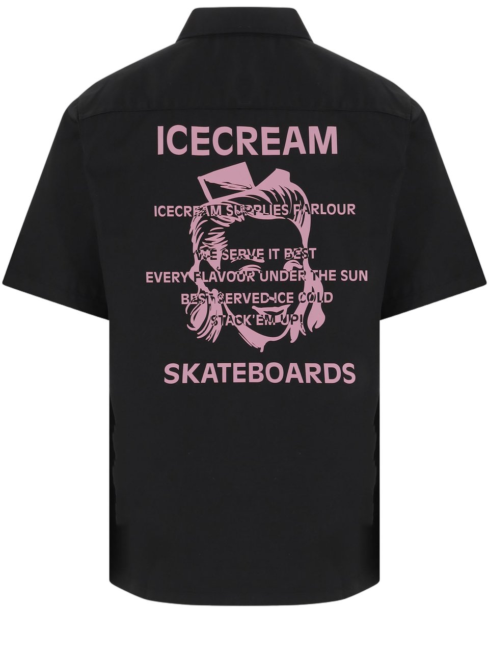 ICECREAM Short-Sleeved Half-Zip Shirt With Patch Pockets And Logo Details Zwart